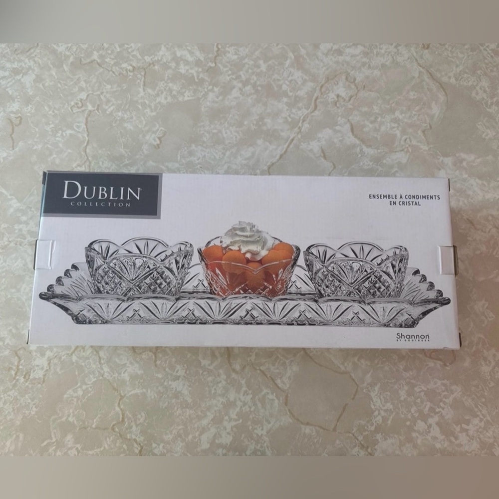Godinger Dublin Relish Server Tray Set with Tray & Relish Bowls, 4 Piece Set
